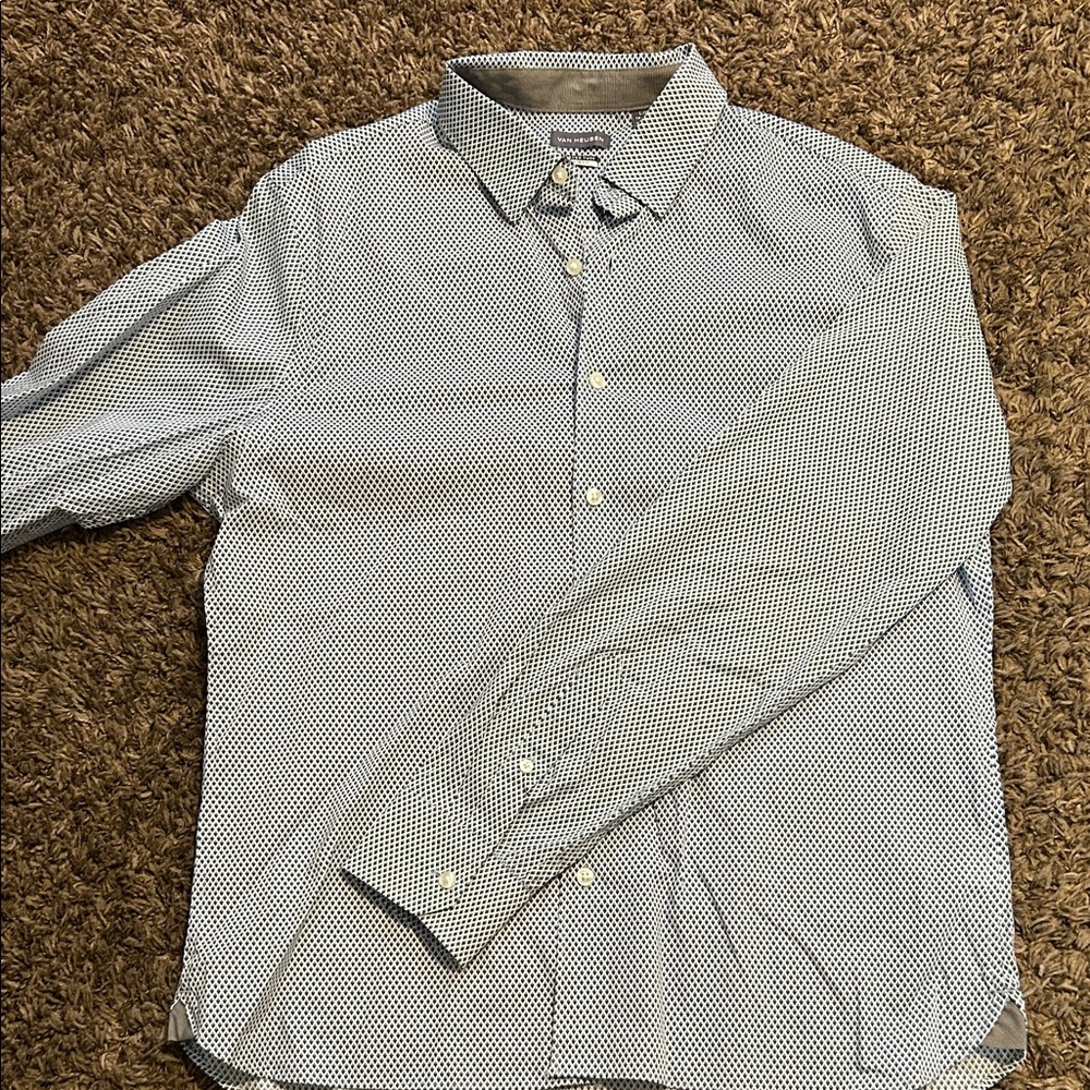 Van Heusen Men's Blue and White Geometric Shirt